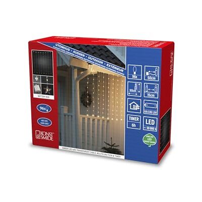 Konstsmide Cortina de luz LED de estrella con temporizador de 6 horas y multifunción 96 diodos ámbar, funciona con pilas, para exteriores (IP44), cable transparente, 4 pilas AA de 1,5 V Konstsmide Cortina de luz LED de estrella con temporizador de 6 horas y multifunción 96 diodos ámbar, funciona con pilas, para exteriores (IP44), cable transparente, 4 pilas AA de 1,5 V