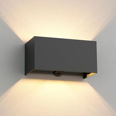 ledscom.de Aplique CUBEL, sensor crepuscular, detector de movimiento para exteriores, IP65, luz ascendente/descendente, antracita mate, rectangular, 2x G9 máx. 10W ledscom.de Aplique CUBEL, sensor crepuscular, detector de movimiento para exteriores, IP65, luz ascendente/descendente, antracita mate, rectangular, 2x G9 máx. 10W