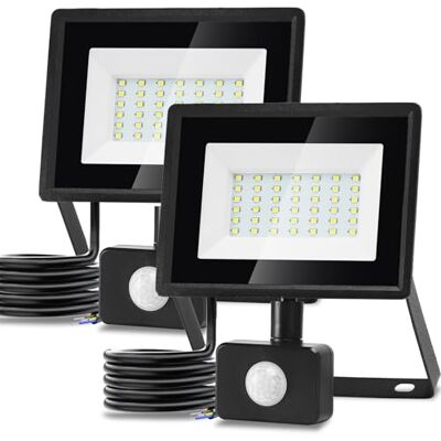 Aigostar Foco LED con Sensor Movimiento 30W,2510LM Super Brillo Focos LED Exterior IP65 Impermeable,Blanco Frío 6500K Proyector Led Exterior,Perfectas para Jardín, Garaje, Patio, 2PC Aigostar Foco LED con Sensor Movimiento 30W,2510LM Super Brillo Focos LED Exterior IP65 Impermeable,Blanco Frío 6500K Proyector Led Exterior,Perfectas para Jardín, Garaje, Patio, 2PC