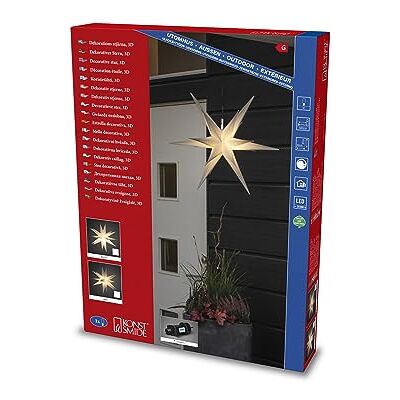 Konstsmide Estrella de plástico 3D gris, incluye cable de conexión y regulador de intensidad, 1 diodo blanco cálido, 12 V, exterior (IP44), 3,6 W, cable negro Konstsmide Estrella de plástico 3D gris, incluye cable de conexión y regulador de intensidad, 1 diodo blanco cálido, 12 V, exterior (IP44), 3,6 W, cable negro