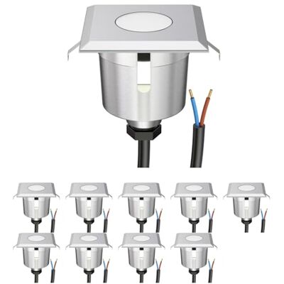 ledscom.de 10x Lámpara LED empotrable de suelo AGENA para exteriores, IP65, acero inoxidable, angular, 6 x 6cm, blanco frío ledscom.de 10x Lámpara LED empotrable de suelo AGENA para exteriores, IP65, acero inoxidable, angular, 6 x 6cm, blanco frío