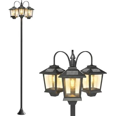 Outsunny Farola Solar Exterior de Jardín 3 Cabezales 40x34,5x188 cm Negro Outsunny Farola Solar Exterior de Jardín 3 Cabezales 40x34,5x188 cm Negro