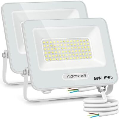 Aigostar Foco LED Exterior 50w, 4500LM Foco Proyector LED, IP65 Impermeable Luz de Seguridad, Luz blanca 6500K Luces led exterior, Para Jardín, Patio, Garaje, Paquete de 2 Aigostar Foco LED Exterior 50w, 4500LM Foco Proyector LED, IP65 Impermeable Luz de Seguridad, Luz blanca 6500K Luces led exterior, Para Jardín, Patio, Garaje, Paquete de 2