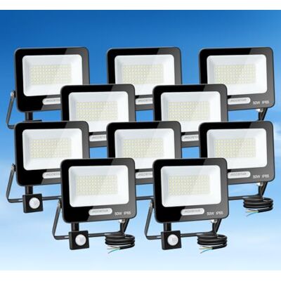 Aigostar - 50W Foco LED con Sensor Movimiento, Super Brillo Focos Exterior, 4600LM, Blanco Frío 6500K, IP65 Impermeable, Proyector LED Exterior, Perfectas para Jardín, Garaje, Patio, Paquete de 10 Aigostar - 50W Foco LED con Sensor Movimiento, Super Brillo Focos Exterior, 4600LM, Blanco Frío 6500K, IP65 Impermeable, Proyector LED Exterior, Perfectas para Jardín, Garaje, Patio, Paquete de 10