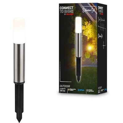 Briloner Connect to Shine 12V sistema jardín, bolardo LED con estaca, juego extensión, IP44, luz blanca cálida, iluminación de jardín, luces de camino, 36,5 x 4 cm, plateado Briloner Connect to Shine 12V sistema jardín, bolardo LED con estaca, juego extensión, IP44, luz blanca cálida, iluminación de jardín, luces de camino, 36,5 x 4 cm, plateado