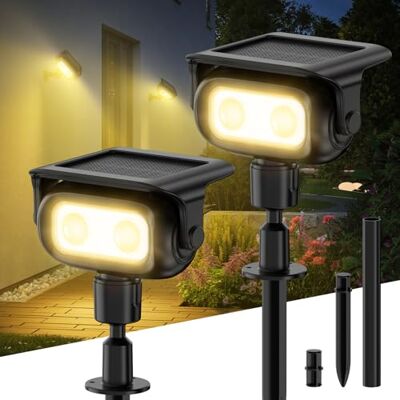 Smiling Shark Luces Solares Exterior Jardin, Focos LED Exterior Solares con Sensor de Movimiento 4 Modos & 2 Montaje IP65 Lamparas Solar Exterior Jardin para Patio Terraza (2, Blanco Cálido) Smiling Shark Luces Solares Exterior Jardin, Focos LED Exterior Solares con Sensor de Movimiento 4 Modos & 2 Montaje IP65 Lamparas Solar Exterior Jardin para Patio Terraza (2, Blanco Cálido)