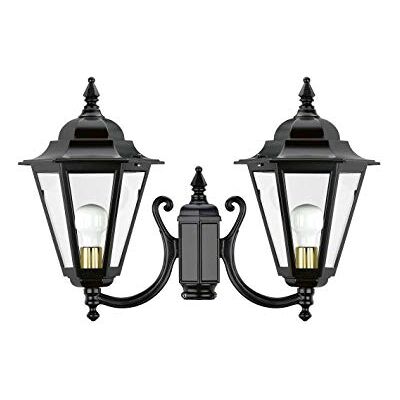 NOVOLUX - Elite 6 IP43 E27 2x70W 450mm - Cristal transparente - Negro - Luminaria para poste NOVOLUX - Elite 6 IP43 E27 2x70W 450mm - Cristal transparente - Negro - Luminaria para poste