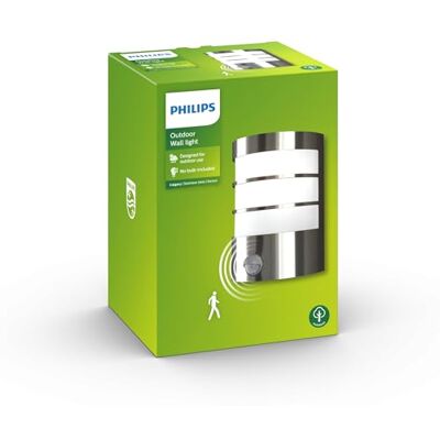 Philips myGarden Calgary Lámpara de pared LED con detector de movimiento 60 W, acero inoxidable Philips myGarden Calgary Lámpara de pared LED con detector de movimiento 60 W, acero inoxidable