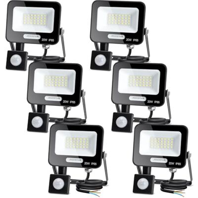 Aigostar - 20W Foco LED con Sensor Movimiento, Super Brillo Focos Exterior, 1650LM, Blanco Frío 6500K, IP65 Impermeable, Proyector LED Exterior, Perfectas para Jardín, Garaje, Patio, Paquete de 6 Aigostar - 20W Foco LED con Sensor Movimiento, Super Brillo Focos Exterior, 1650LM, Blanco Frío 6500K, IP65 Impermeable, Proyector LED Exterior, Perfectas para Jardín, Garaje, Patio, Paquete de 6