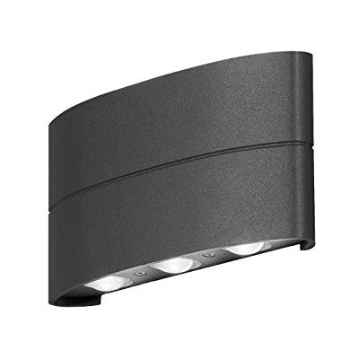 Konstsmide Chieri Aplique de pared para exteriores, moderno, de alta potencia, 6 x 1 W, cristal transparente, aluminio, IP54, color antracita Konstsmide Chieri Aplique de pared para exteriores, moderno, de alta potencia, 6 x 1 W, cristal transparente, aluminio, IP54, color antracita