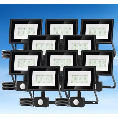 Aigostar Foco LED con Sensor Movimiento 30W,2510LM Super Brillo Focos Exterior IP65 Impermeable,Blanco Frío 6500K Proyector Led Exterior,Perfectas para Jardín, Garaje, Patio, Paquete de 10 Aigostar Foco LED con Sensor Movimiento 30W,2510LM Super Brillo Focos Exterior IP65 Impermeable,Blanco Frío 6500K Proyector Led Exterior,Perfectas para Jardín, Garaje, Patio, Paquete de 10