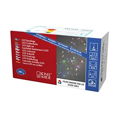 Konstsmide Cadena de Luces LED con Cambio de, Plata, 100 LEDs Konstsmide Cadena de Luces LED con Cambio de, Plata, 100 LEDs