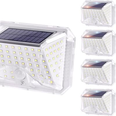 Aigostar Luz Solar Exterior,Luces LED Solares Exteriores 4 Pack / 3 Modos con Sensor de Movimiento,270º Impermeable IP65 para Jardín Camino Entrada Garaje Patio Aigostar Luz Solar Exterior,Luces LED Solares Exteriores 4 Pack / 3 Modos con Sensor de Movimiento,270º Impermeable IP65 para Jardín Camino Entrada Garaje Patio