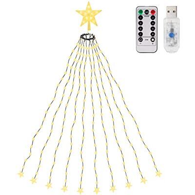SALCAR Cadena de Luces LED 2m x 10 para Árbol de Navidad Impermeable, 210 Leds, Cable Verde, Blanco Cálido para Fiestas y Bodas SALCAR Cadena de Luces LED 2m x 10 para Árbol de Navidad Impermeable, 210 Leds, Cable Verde, Blanco Cálido para Fiestas y Bodas