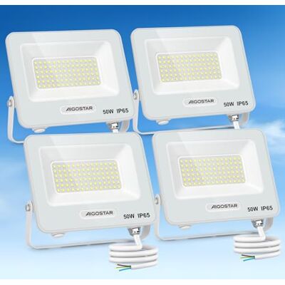 Aigostar Foco LED Exterior 50w, 4500LM Foco Proyector LED, IP65 Impermeable Luz de Seguridad, Luz blanca 6500K Luces led exterior, Para Jardín, Patio, Garaje, Paquete de 4 Aigostar Foco LED Exterior 50w, 4500LM Foco Proyector LED, IP65 Impermeable Luz de Seguridad, Luz blanca 6500K Luces led exterior, Para Jardín, Patio, Garaje, Paquete de 4