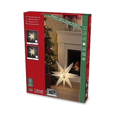 Konstsmide Estrella de Papel 3D Gris, Incluye conexión con Interruptor de Encendido/Apagado y atenuador, 1 diodo cálido, 12 V, Interior, 3,6 W, Cable Blanco Konstsmide Estrella de Papel 3D Gris, Incluye conexión con Interruptor de Encendido/Apagado y atenuador, 1 diodo cálido, 12 V, Interior, 3,6 W, Cable Blanco