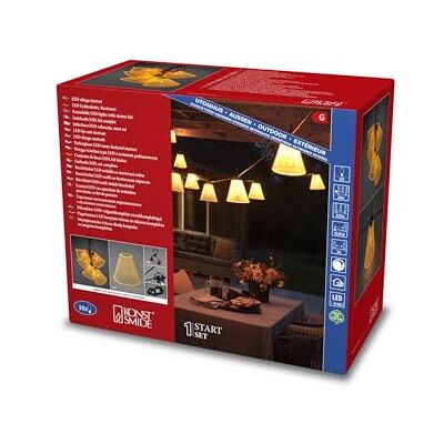 Konstsmide Juego básico de luces LED para jardín, incluye regulador de intensidad, E27, 10 bombillas claras/diodos de color ámbar, 24 V, exterior (IP44), cable negro Konstsmide Juego básico de luces LED para jardín, incluye regulador de intensidad, E27, 10 bombillas claras/diodos de color ámbar, 24 V, exterior (IP44), cable negro