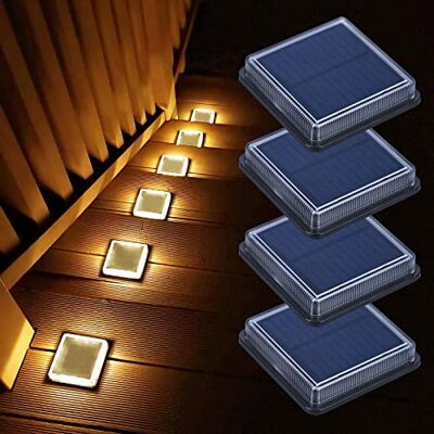 Lacasa 4pcs Luces Deck Solares LED de Suelo Exterior Jardin, 50LM Blanco Cálido 3000K Luz Solar Lampara Auto ON/OFF Luz Toda la Noche, IP68 Impermeable Lacasa 4pcs Luces Deck Solares LED de Suelo Exterior Jardin, 50LM Blanco Cálido 3000K Luz Solar Lampara Auto ON/OFF Luz Toda la Noche, IP68 Impermeable