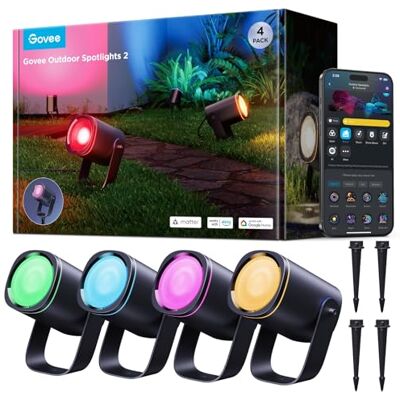 Govee Focos LED Exterior 2, 700lm RGBWIC Luces Exterior Jardin, 4 paquetes Govee Focos LED Exterior 2, 700lm RGBWIC Luces Exterior Jardin, 4 paquetes