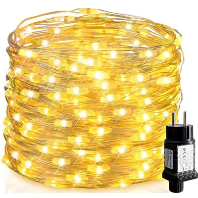 SALCAR Cadena de luces LED de alambre de cobre de 100 M, 1000 LED de 8 modos, luces de Navidad impermeables para interiores y exteriores para habitaciones, árboles, jardín, fiesta, boda, decoración SALCAR Cadena de luces LED de alambre de cobre de 100 M, 1000 LED de 8 modos, luces de Navidad impermeables para interiores y exteriores para habitaciones, árboles, jardín, fiesta, boda, decoración