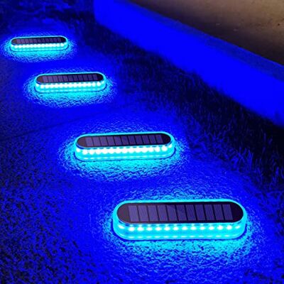 Lacasa 4pcs Luces Deck Solares LED Piso Exterior, Luz Solar Suelo Terraza Jardin, Azul 40LM, Lámpara Solar IP68 Impermeable, Auto Luz Toda la Noche, para Escalones Caminos Balcones Lacasa 4pcs Luces Deck Solares LED Piso Exterior, Luz Solar Suelo Terraza Jardin, Azul 40LM, Lámpara Solar IP68 Impermeable, Auto Luz Toda la Noche, para Escalones Caminos Balcones