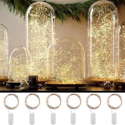 himaly Guirnalda Luces Pilas Led 2M 20LED, Cadena de Luces de Navidad IP64 Impermeable Adecuado para Decoración de Fiestas, Hogar, Bodas, Interiores y Exteriores, Blanco Cálido (6 PCS) himaly Guirnalda Luces Pilas Led 2M 20LED, Cadena de Luces de Navidad IP64 Impermeable Adecuado para Decoración de Fiestas, Hogar, Bodas, Interiores y Exteriores, Blanco Cálido (6 PCS)