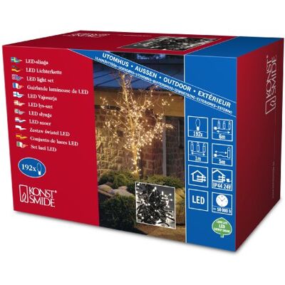 Konstsmide guirnalda de Micro LED (192 diodos de luz blanca cálida, blanca. 24 V transformador exterior, 5,76 W, cable negro) Konstsmide guirnalda de Micro LED (192 diodos de luz blanca cálida, blanca. 24 V transformador exterior, 5,76 W, cable negro)
