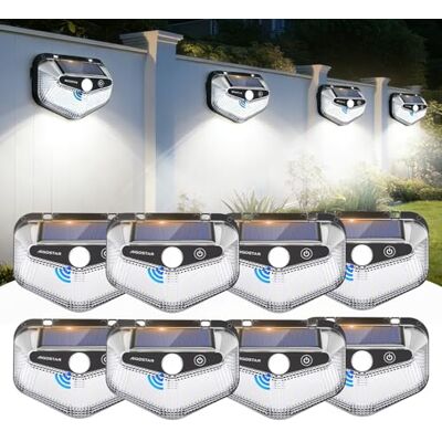 Aigostar Luz Solar Exterior,8 Paquete, 3 Modos, 270° Súper Brillante,Focos Led Exterior Solares con Sensor de Movimiento, IP65 Impermeable luces Solares para Jardín,Patio,Garaje,6500K Aigostar Luz Solar Exterior,8 Paquete, 3 Modos, 270° Súper Brillante,Focos Led Exterior Solares con Sensor de Movimiento, IP65 Impermeable luces Solares para Jardín,Patio,Garaje,6500K