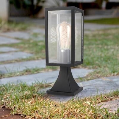 M Ledme Baliza LED Exterior Serie Ducte, Casquillo E27, IP44 Impermeable, Acabado Negro, Acero/Cristal, Estilo Clásico para Jardín, Caminos y Terrazas (Bombilla No Incluida) M Ledme Baliza LED Exterior Serie Ducte, Casquillo E27, IP44 Impermeable, Acabado Negro, Acero/Cristal, Estilo Clásico para Jardín, Caminos y Terrazas (Bombilla No Incluida)