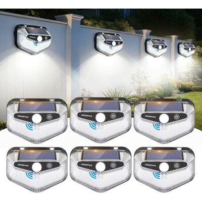 Aigostar Luz Solar Exterior,6 Paquete, 3 Modos, 270° Súper Brillante,Focos Led Exterior Solares con Sensor de Movimiento, IP65 Impermeable luces Solares para Jardín,Patio,Garaje,6500K Aigostar Luz Solar Exterior,6 Paquete, 3 Modos, 270° Súper Brillante,Focos Led Exterior Solares con Sensor de Movimiento, IP65 Impermeable luces Solares para Jardín,Patio,Garaje,6500K