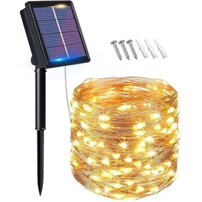 flintronic Luces Exterior Solar, 1PCS-10M-100LED-8 Modos Cadena de Luces Decoracion para Navidad, Bodas, Fiestas, Jardines, Terraza-Blanco Cálido flintronic Luces Exterior Solar, 1PCS-10M-100LED-8 Modos Cadena de Luces Decoracion para Navidad, Bodas, Fiestas, Jardines, Terraza-Blanco Cálido