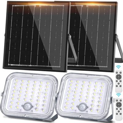 Aigostar Foco LED solar exterior con gran panel solar,2 piezas,Súper Luminoso,4000mAH,Batería gran capacidad,Impermeable IP66 Luz Solar ,lampara solar con detección de movimiento para jardín,6500K Aigostar Foco LED solar exterior con gran panel solar,2 piezas,Súper Luminoso,4000mAH,Batería gran capacidad,Impermeable IP66 Luz Solar ,lampara solar con detección de movimiento para jardín,6500K