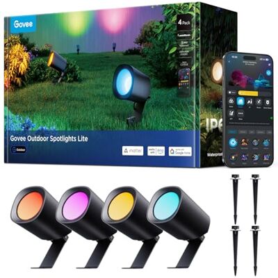 Govee Focos Para Exterior Lite, 350lm Iluminación de Jardín, 4 paquetes Govee Focos Para Exterior Lite, 350lm Iluminación de Jardín, 4 paquetes