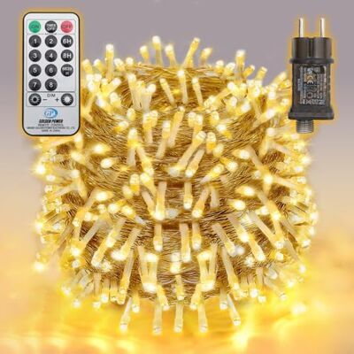 SALCAR Guirnalda de Luces LED 20m 300 LEDs con Mando a Distancia, 8 Modos, Temporizador y Memoria, IP44 Impermeable, para Decoración Navidad Fiesta Boda, Blanco Cálido SALCAR Guirnalda de Luces LED 20m 300 LEDs con Mando a Distancia, 8 Modos, Temporizador y Memoria, IP44 Impermeable, para Decoración Navidad Fiesta Boda, Blanco Cálido