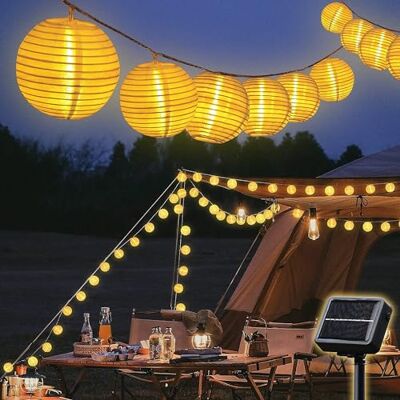 SALCAR Guirnalda de luces solares para exteriores, 5 m, 20 ledes, farolillos solares para exteriores, resistente a la intemperie, 8 modos, para jardín, balcón, patio, decoración fija, blanco cálido SALCAR Guirnalda de luces solares para exteriores, 5 m, 20 ledes, farolillos solares para exteriores, resistente a la intemperie, 8 modos, para jardín, balcón, patio, decoración fija, blanco cálido