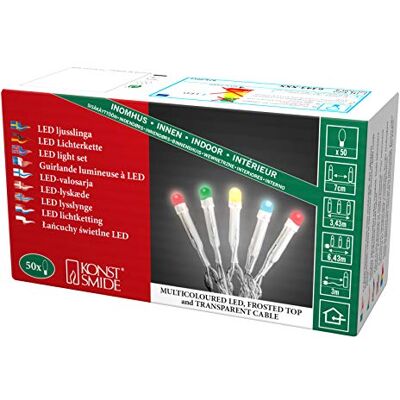 Konstsmide Guirnalda de luces LED (50 diodos de colores, transformador interior de 30 V, cable transparente) Konstsmide Guirnalda de luces LED (50 diodos de colores, transformador interior de 30 V, cable transparente)