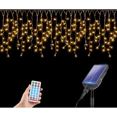 SALCAR Cadena de luces solares para exteriores, 10,8 m, 240 LED, cortina de luces solares para ventanas exteriores (7,8 + 3 m de cable de alimentación), 13 modos, resistente a la intemperie, cadena de SALCAR Cadena de luces solares para exteriores, 10,8 m, 240 LED, cortina de luces solares para ventanas exteriores (7,8 + 3 m de cable de alimentación), 13 modos, resistente a la intemperie, cadena de