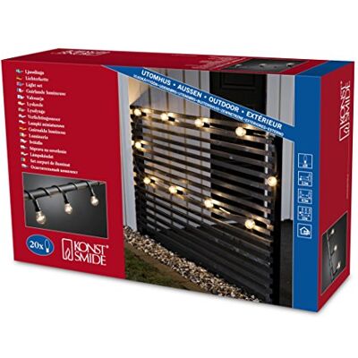 Konstsmide 2329 – 110 cerveza jardín guirnalda luminosa para exteriores (IP44)/VDE/exterior de 230 V/20 Bombillas transparentes, cable negro Konstsmide 2329 – 110 cerveza jardín guirnalda luminosa para exteriores (IP44)/VDE/exterior de 230 V/20 Bombillas transparentes, cable negro