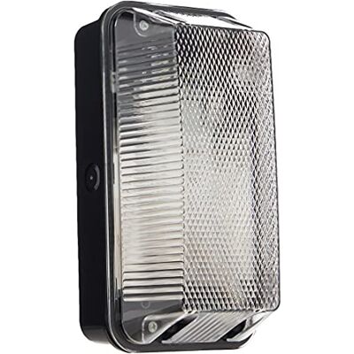 Knightsbridge Bulkhead with Clear Diffuser and Black 230V IP65 60W B22 mamparo con difusor prismático Transparente y Base de plástico Negro Knightsbridge Bulkhead with Clear Diffuser and Black 230V IP65 60W B22 mamparo con difusor prismático Transparente y Base de plástico Negro