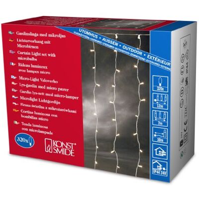 Konstsmide Cortina de luces (320 bombillas, 200 x 200 cm, 24 V, para exteriores, cable transparente) Konstsmide Cortina de luces (320 bombillas, 200 x 200 cm, 24 V, para exteriores, cable transparente)