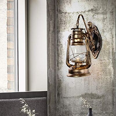 AIRUI Vintage Linterna Aplique De Pared E27 Impermeable Farol De Exterior Pantalla De Lámpara De Pared LED Retro Antiguo Aplique De Luz Para Pasillo Balcón Iluminación Interior,Brass AIRUI Vintage Linterna Aplique De Pared E27 Impermeable Farol De Exterior Pantalla De Lámpara De Pared LED Retro Antiguo Aplique De Luz Para Pasillo Balcón Iluminación Interior,Brass