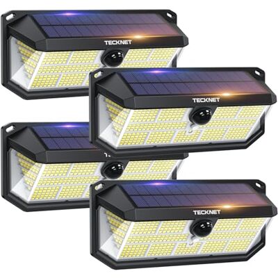 TECKNET Luz Solar Exterior, 495 LED, Iluminación 300°, Foco Solar Exterior TECKNET Luz Solar Exterior, 495 LED, Iluminación 300°, Foco Solar Exterior