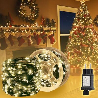 SALCAR Guirnalda Luminosa 100m 1000 LEDs en Hilo de Cobre, Guirnalda para Árbol de Navidad con 8 Modos, Iluminación Navideña Impermeable para Interior y Exterior, Blanco Cálido SALCAR Guirnalda Luminosa 100m 1000 LEDs en Hilo de Cobre, Guirnalda para Árbol de Navidad con 8 Modos, Iluminación Navideña Impermeable para Interior y Exterior, Blanco Cálido
