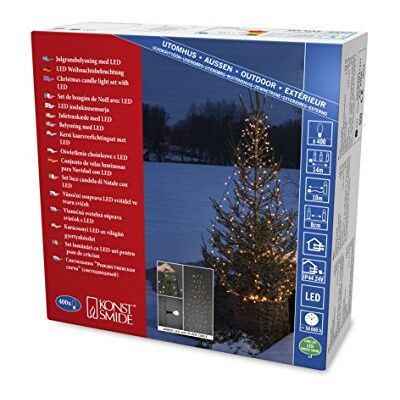 Konstsmide , Abrigo LED con anillo de diámetro 15, con globos, 8 hilos de 50 diodos, premontado, 400 diodos ámbar, transformador exterior de 24 V, cable negro, oro, 400 ledes Konstsmide , Abrigo LED con anillo de diámetro 15, con globos, 8 hilos de 50 diodos, premontado, 400 diodos ámbar, transformador exterior de 24 V, cable negro, oro, 400 ledes