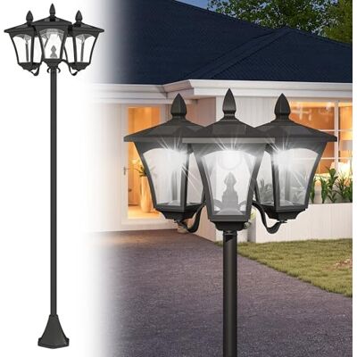 Outsunny Farol Solar de Jardín 3 Luces LED IP44 51,5x47x182,5 cm Negro Outsunny Farol Solar de Jardín 3 Luces LED IP44 51,5x47x182,5 cm Negro