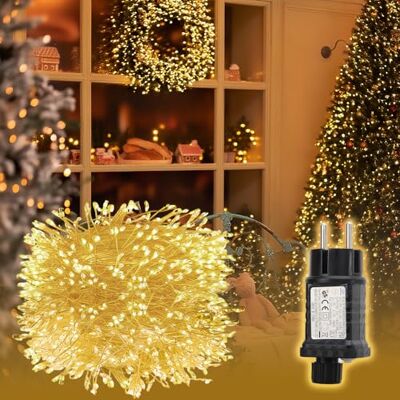 SALCAR Guirnalda de Luces LED Tipo Racimo 10m 400 LEDs en Hilo de Cobre, Impermeable con 8 Modos, Temporizador y Memoria, para Interior Exterior Jardín Árbol de Navidad Boda, Blanco Cálido SALCAR Guirnalda de Luces LED Tipo Racimo 10m 400 LEDs en Hilo de Cobre, Impermeable con 8 Modos, Temporizador y Memoria, para Interior Exterior Jardín Árbol de Navidad Boda, Blanco Cálido