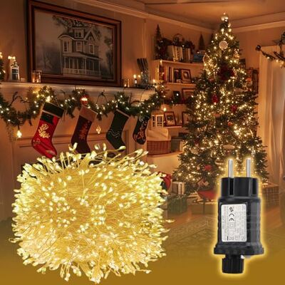SALCAR Cadena de luces LED de 5 m, 200 luces LED de alambre de cobre, resistente al agua, con 8 modos, temporizador y memoria, para exterior, interior, jardín, árbol de Navidad, boda, blanco cálido SALCAR Cadena de luces LED de 5 m, 200 luces LED de alambre de cobre, resistente al agua, con 8 modos, temporizador y memoria, para exterior, interior, jardín, árbol de Navidad, boda, blanco cálido