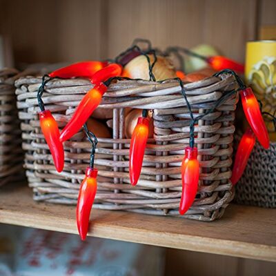 Lights4fun Guirnalda de 20 pimientos con LED de pilas Lights4fun Guirnalda de 20 pimientos con LED de pilas