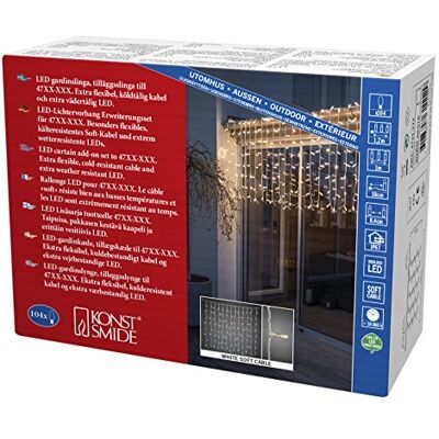 Konstsmide 4731 – 112 máxima de cortina de luces LED compacto Ampliación de sistema:/para exteriores (IP67)/VDE/104 diodos de blanco cálido blanca Soft Cable Konstsmide 4731 – 112 máxima de cortina de luces LED compacto Ampliación de sistema:/para exteriores (IP67)/VDE/104 diodos de blanco cálido blanca Soft Cable