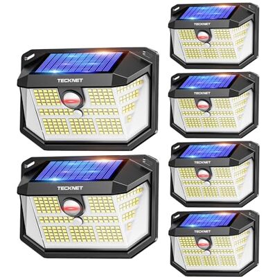 TECKNET Luz Solar Exterior Jardin con Sensor Movimiento, 6 Paquete/3 Modos TECKNET Luz Solar Exterior Jardin con Sensor Movimiento, 6 Paquete/3 Modos